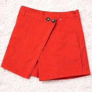 Anthropologie Orange Wrap Front Skort Size 8 Utility A-Line Button Waist